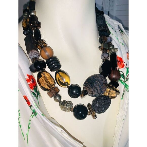 Vintage Stephen Dweck 925 Multi Stone Double Stranded Chunky Necklace 20” - Picture 12 of 16